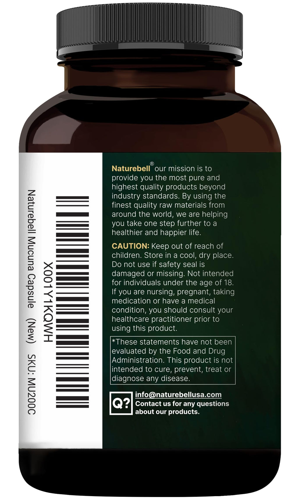 NatureBell Mucuna Pruriens Capsules Triple Strength 1500mg - 240 Capsules - image 3
