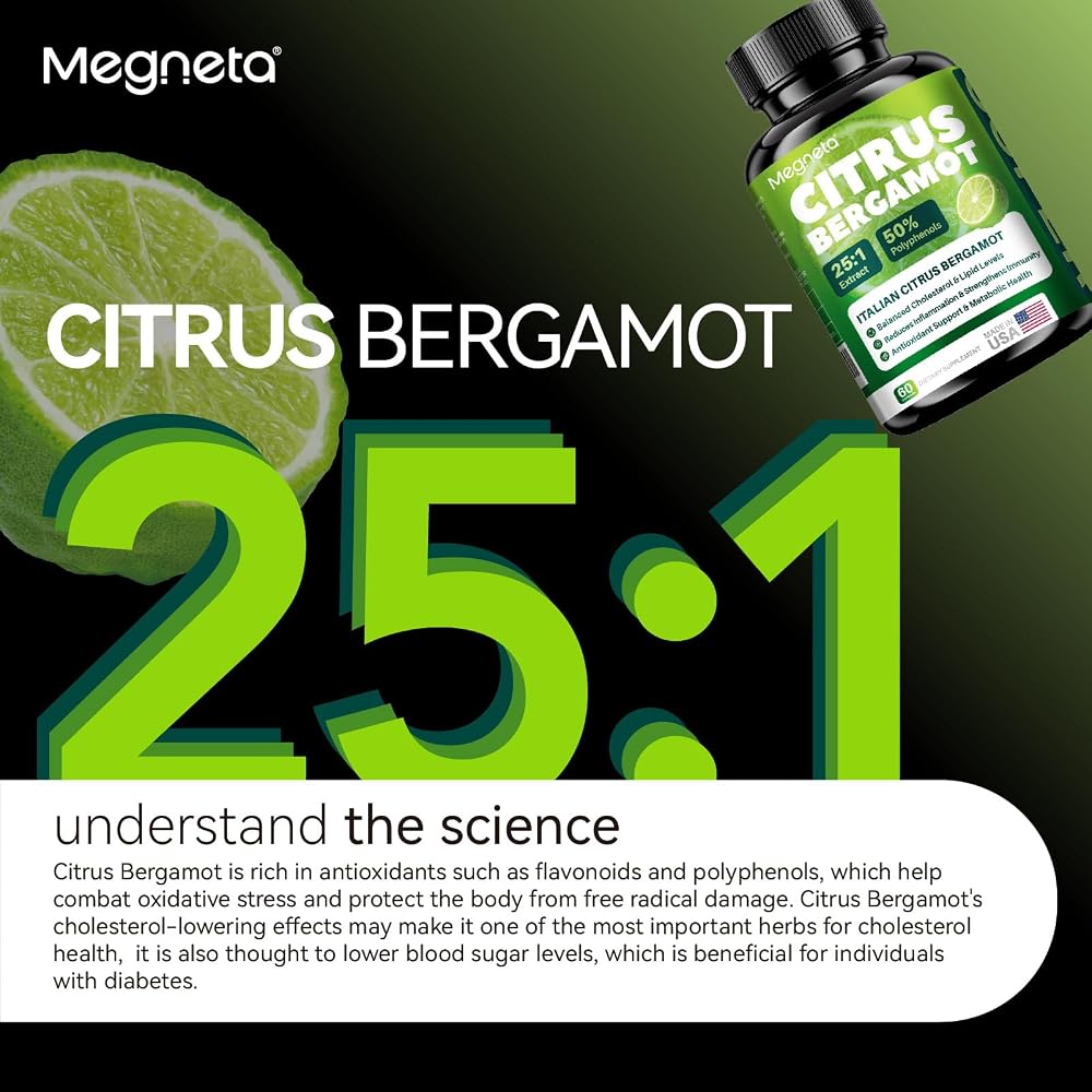 MEGNETA Citrus Bergamot Supplement Antioxidant Support - 60 Capsules - image 3