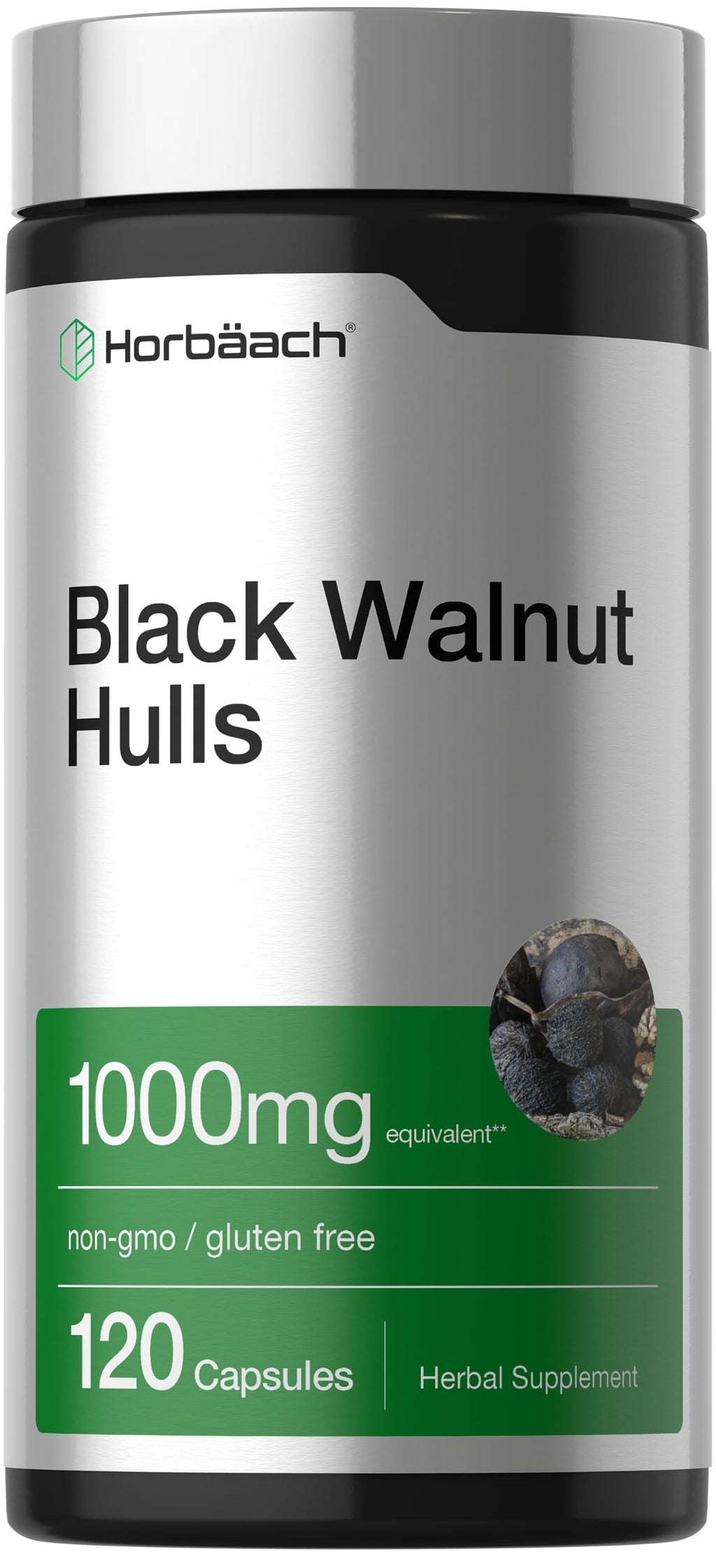 Horbäach Black Walnut Hulls Herbal Supplement - 120 Capsules