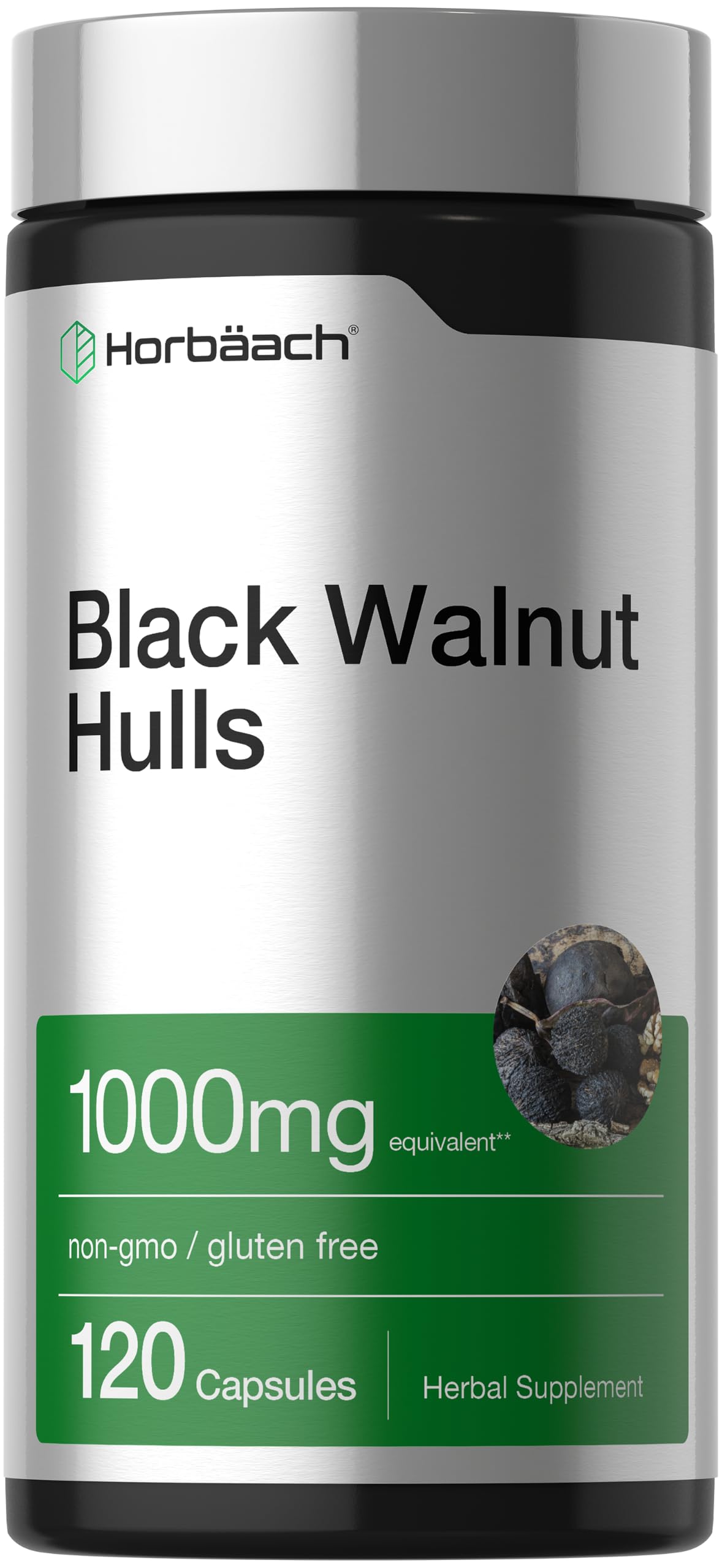 Horbäach Black Walnut Hulls Herbal Supplement - 120 Capsules