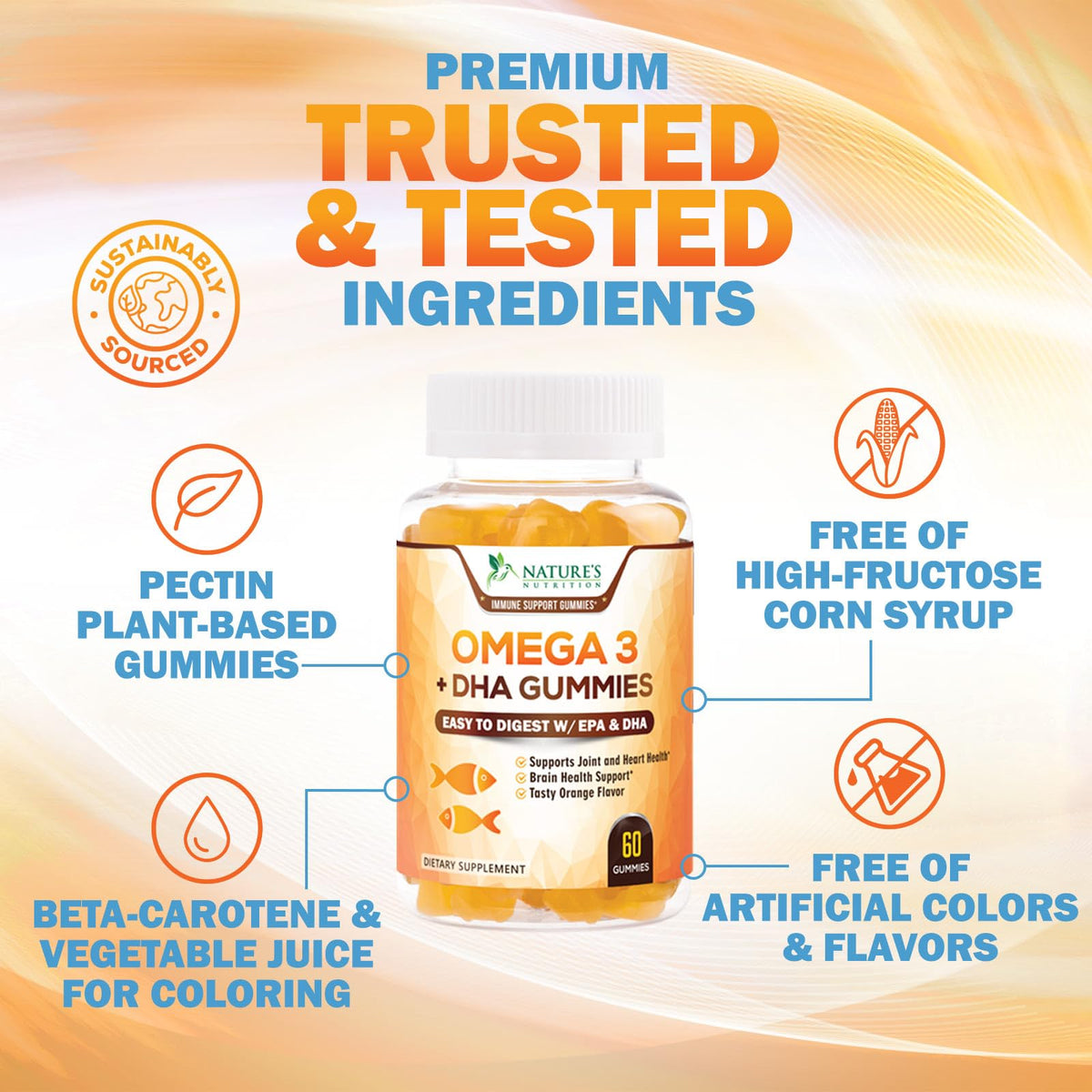 Nature's Nutrition Omega 3 Fish Oil Gummies - Extra Strength Omega-3
