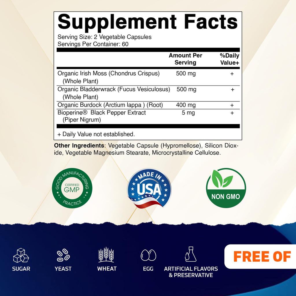 Vitamatic Irish Sea Moss with Bladderwrack & Burdock - 120 Capsules - image 2
