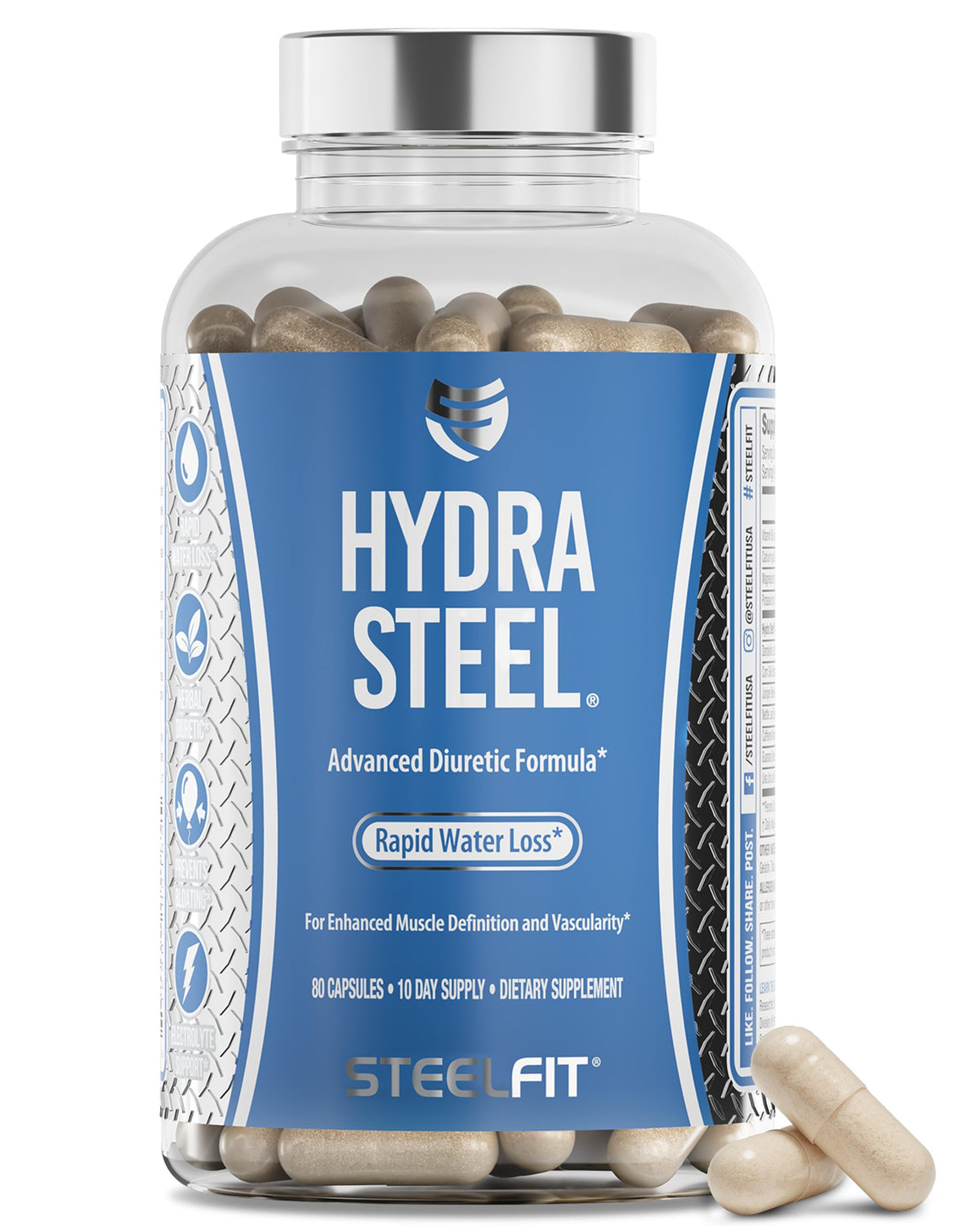 SteelFit Hydra Steel Diuretic Water Pills - 80 Capsules