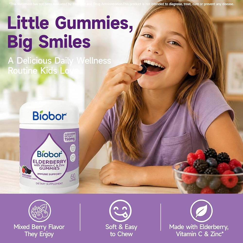 Biobor Natural Black Elderberry Gummies