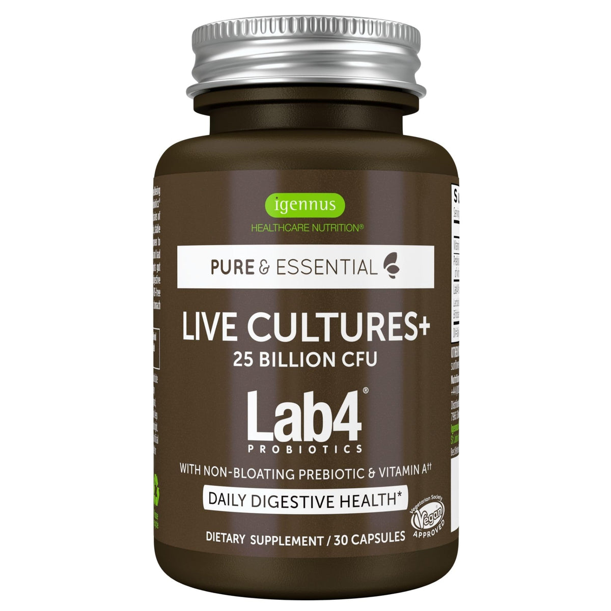 Igennus Live Cultures+ Lab4 Probiotic Capsules - 30 Count