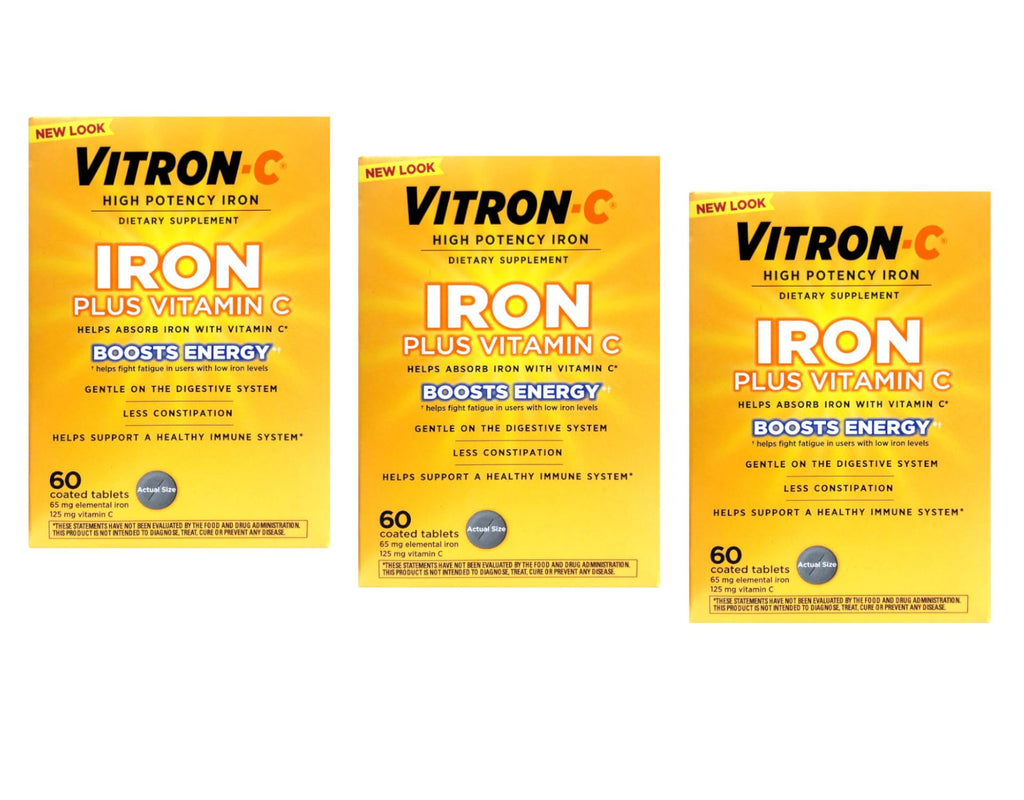 Vitron-C High Potency Iron Supplement with Vitamin C - 180 Tablets