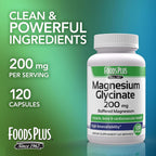 FoodsPlus Magnesium Glycinate 200 mg - 120 Capsules - image 4