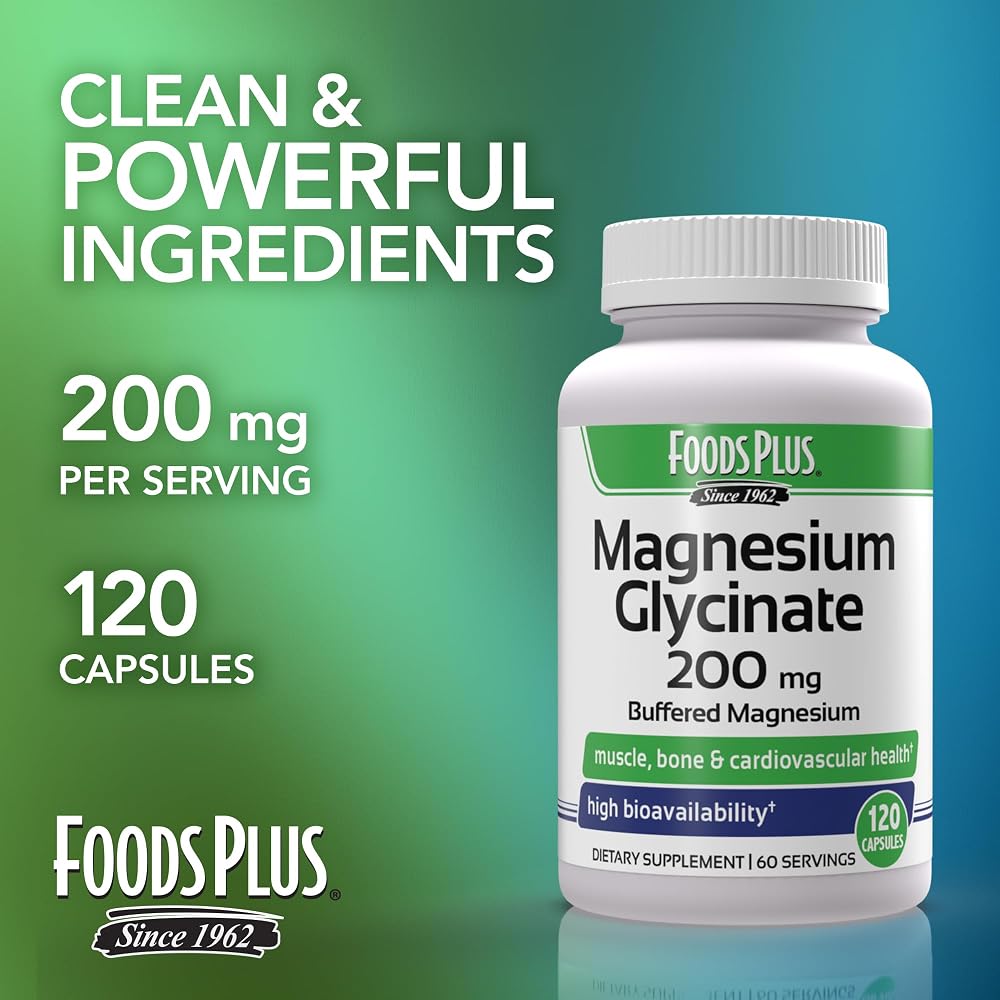 FoodsPlus Magnesium Glycinate 200 mg - 120 Capsules - image 4