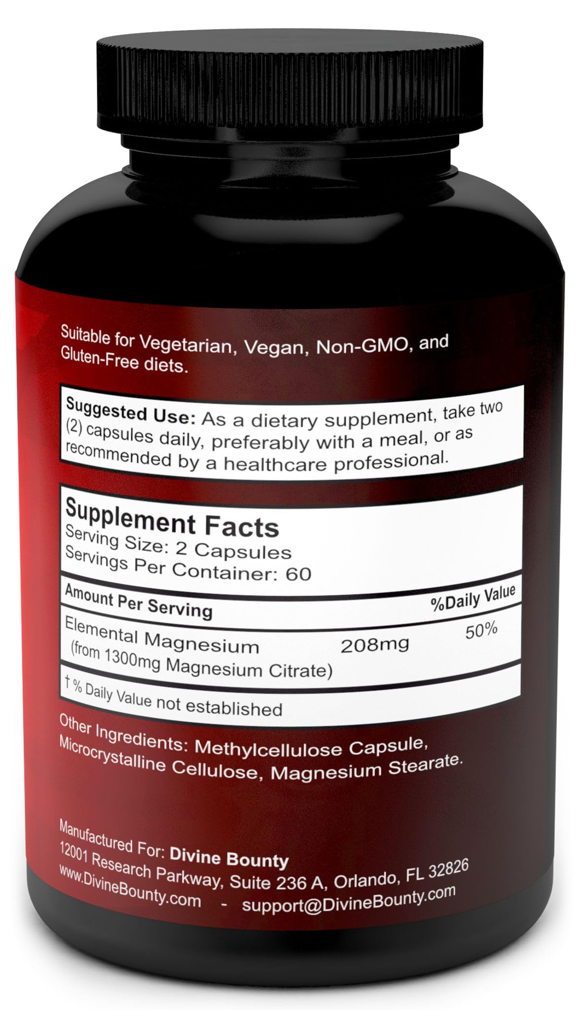 Divine Bounty Pure Magnesium Citrate Capsules - 120 Count - image 2