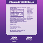 Natrol B12 5000 mcg Fast Dissolve Energy Metabolism - 200 Tablets - image 4