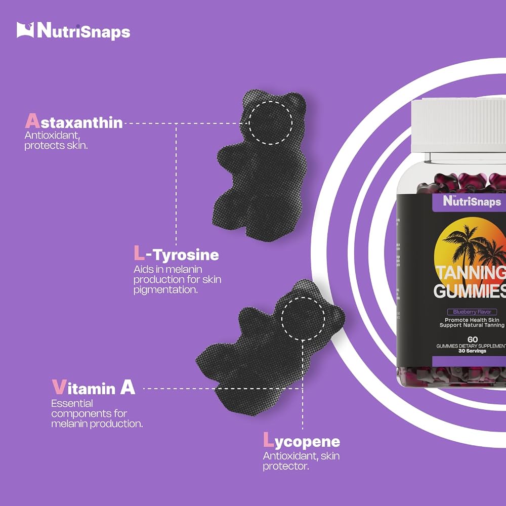 Nutrisnaps Tanning Gummies for Women & Men - 60 Count - image 4