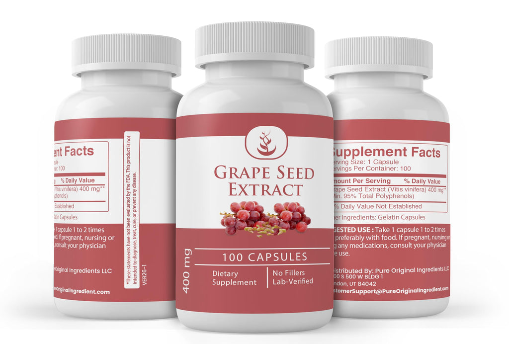 PURE ORIGINAL INGREDIENTS Grape Seed Extract - 100 Capsules - image 4