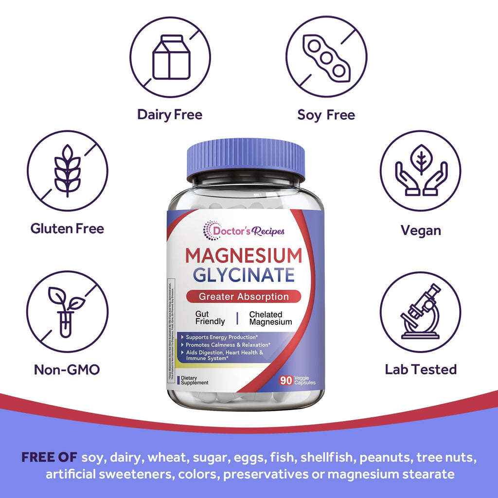 Doctor's Recipes Magnesium Glycinate Supplement - 90 Vegan Capsules - image 5
