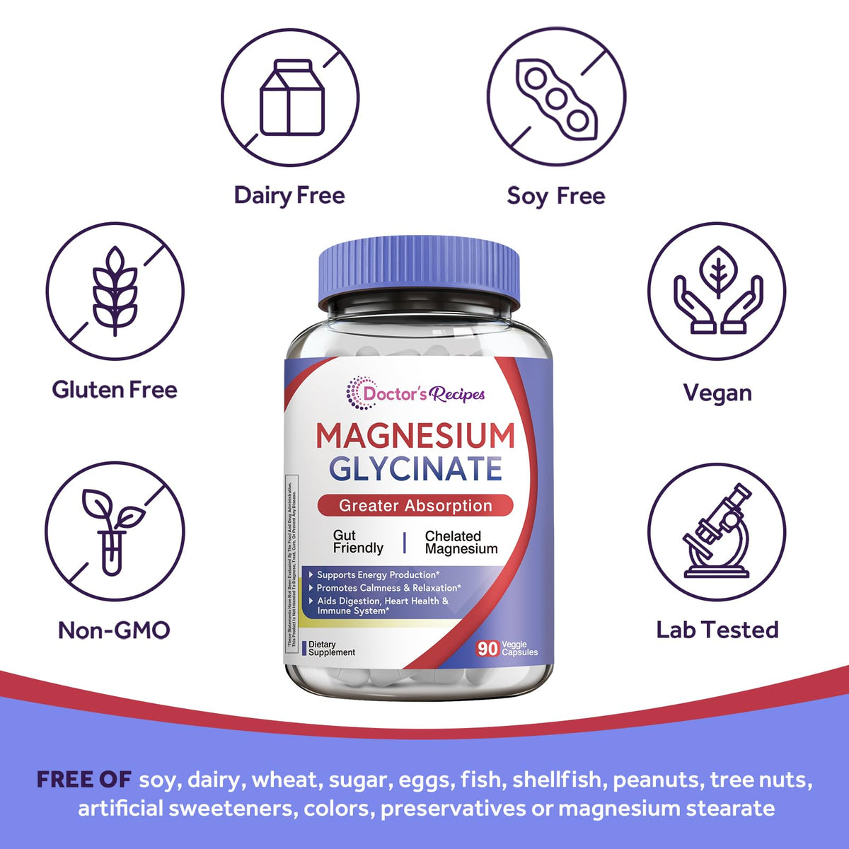 Doctor's Recipes Magnesium Glycinate Supplement - 90 Vegan Capsules - image 5
