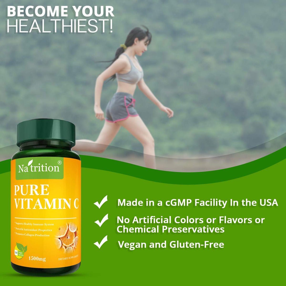 Na'trition Pure Vitamin C 1500mg Vegetarian Capsules - 100 Count - image 4