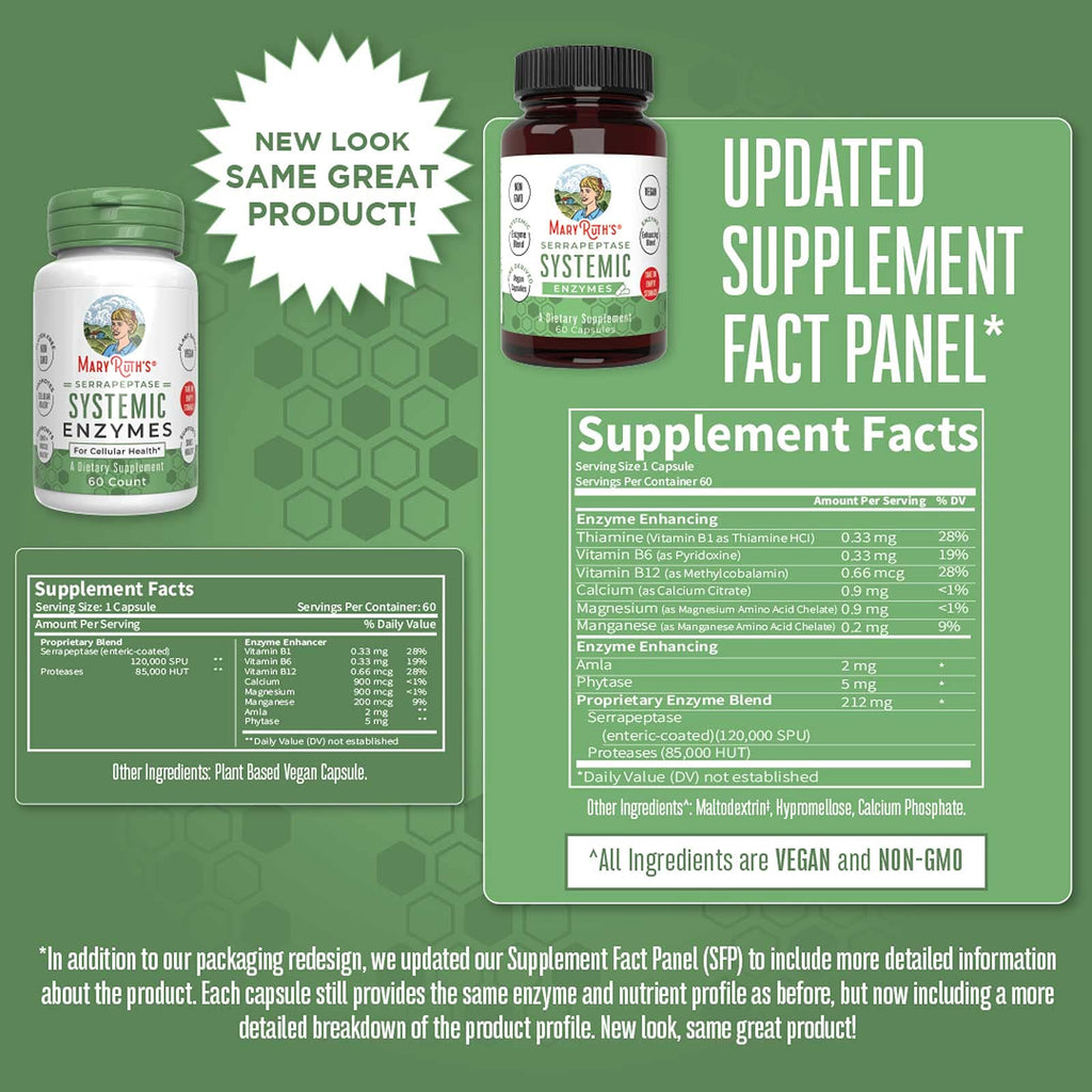 MaryRuth's Serrapeptase Enzymes Vegan Capsules - 60 Count - image 5