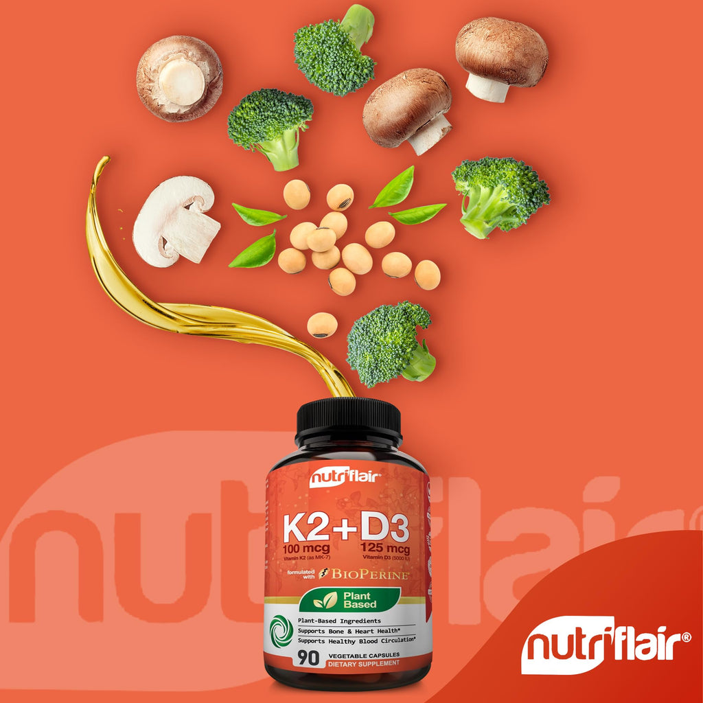NutriFlair Vitamin D3 + K2 5000 IU Plant-Based - 90 Capsules - image 3