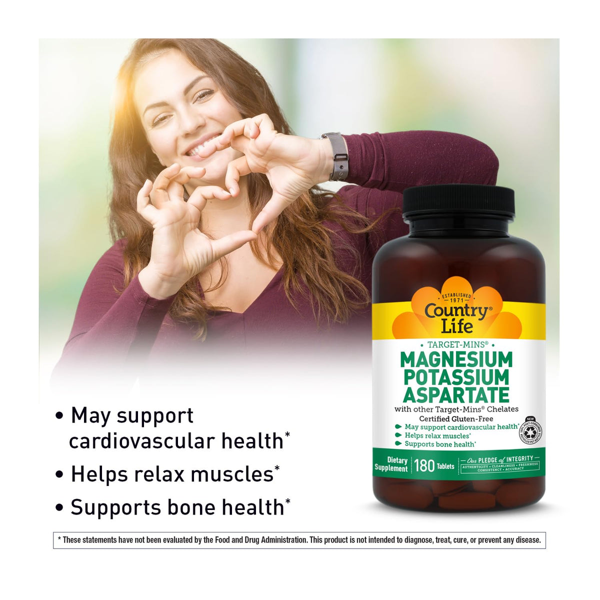Country Life Target-Mins Magnesium Potassium Aspartate 600 mg/198 mg
