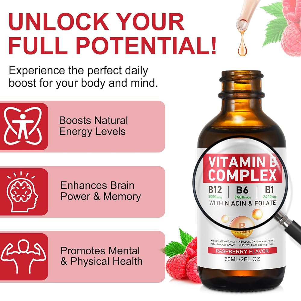 Daiasns Vitamin B Complex Liquid Drops Energy Support - 40 Servings - image 3