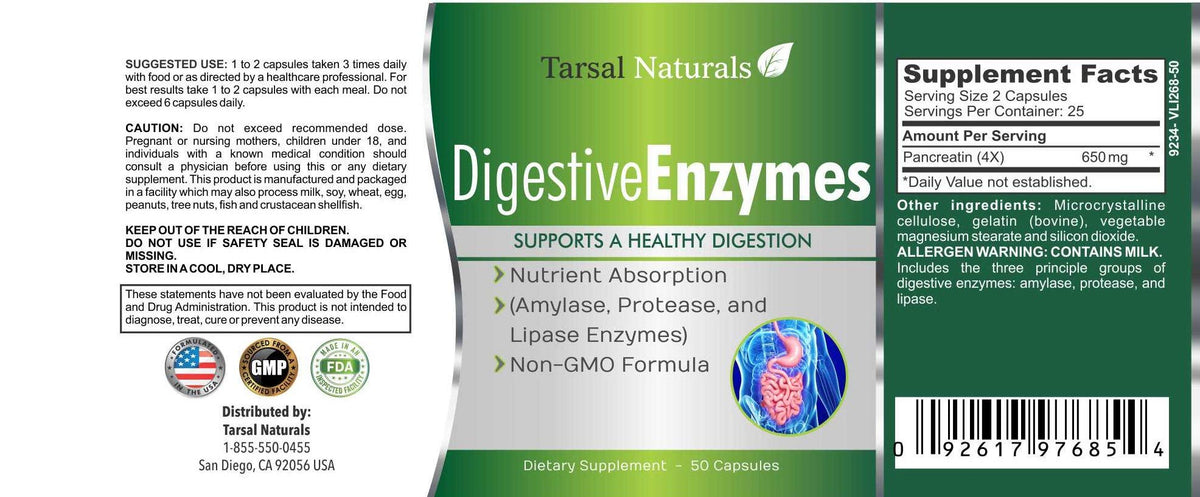 Tarsal Naturals Enzymes Digestive Support Formula - 50 Capsules - image 4