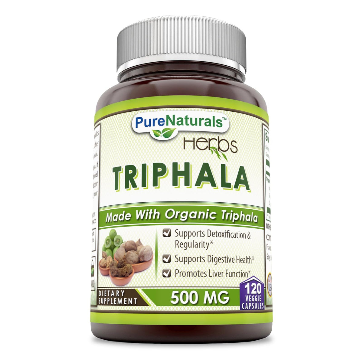 Pure Naturals Triphala 500 mg - 120 Vegetarian Capsules