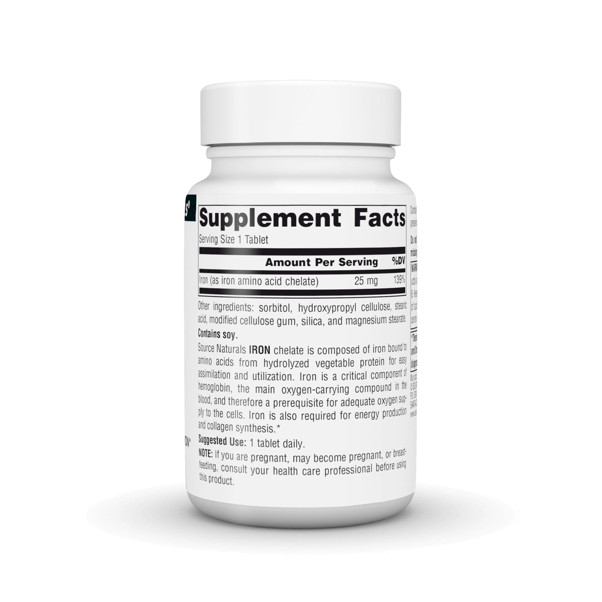 Source Naturals Iron Amino Acid Chelate 25mg - 100 Tablets - image 3