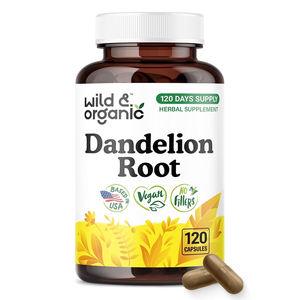 Wild & Organic Dandelion Root Capsules Liver Support - 120 Capsules