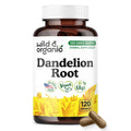 Wild & Organic Dandelion Root Capsules Liver Support - 120 Capsules