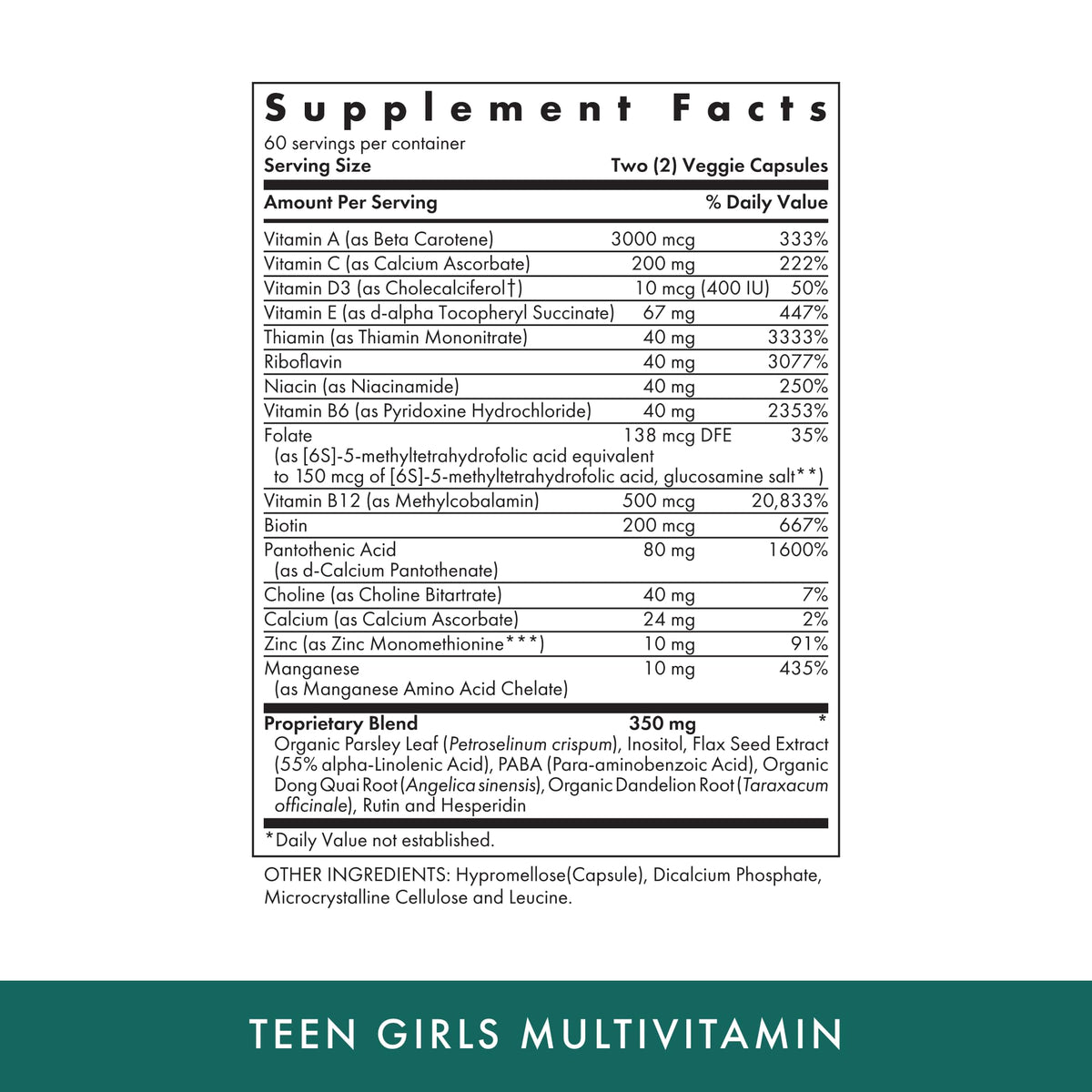 Michael's Health Naturopathic Programs Teen Girls Multivitamin - 120 Capsules - image 2