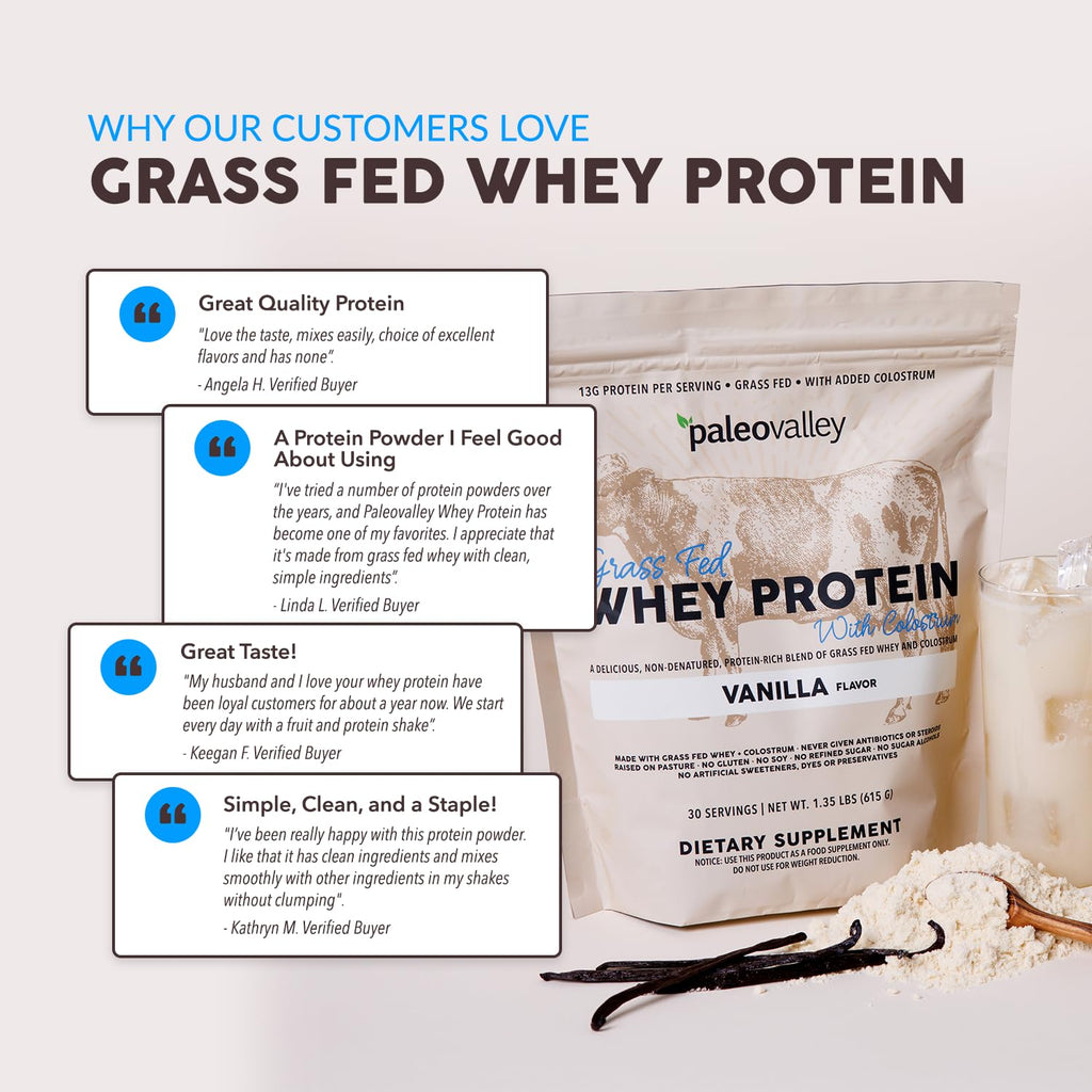 Paleovalley 100% Grassfed Whey Protein Powder with Colostrum