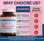 VIVANUTRA D-Mannose 2000mg with Cranberry & Hibiscus - 120 Capsules - image 3