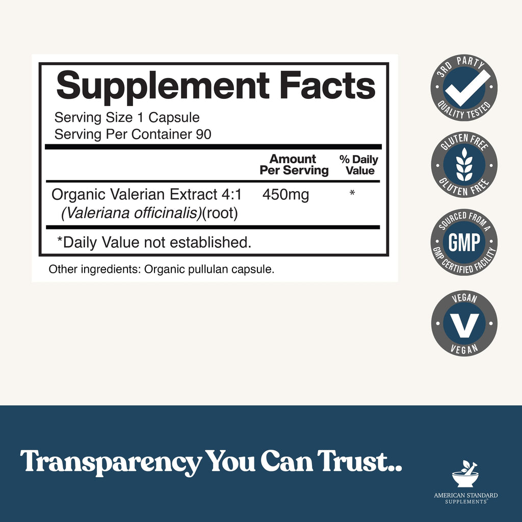 American Standard Supplements Organic Valerian - 90 Capsules - image 3