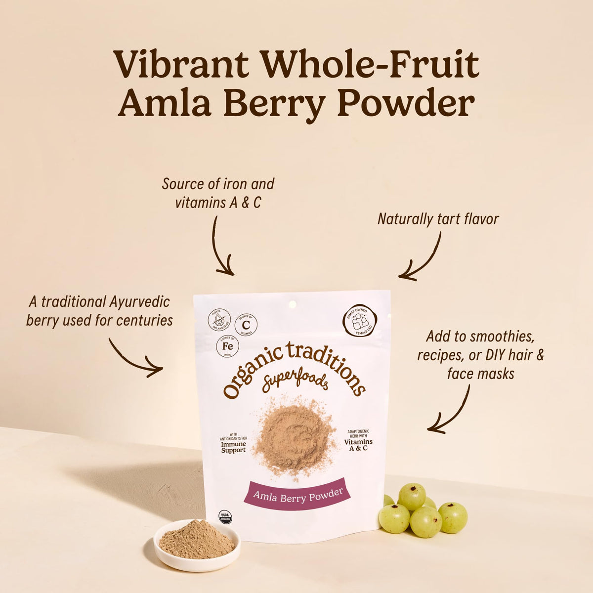 Organic Traditions Amla Powder Indian Gooseberry Vitamin C - 16oz - image 3