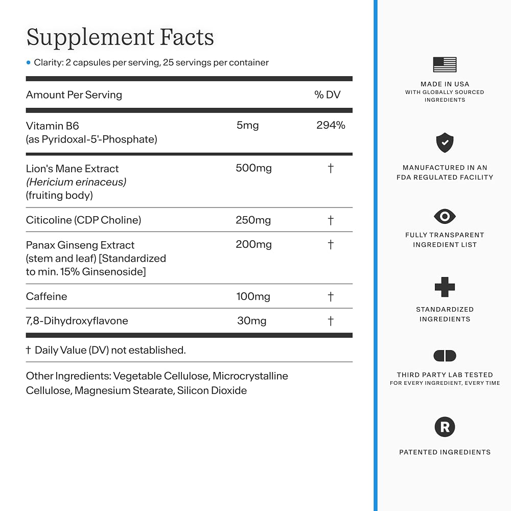 THESIS Clarity Nootropic Supplement for Men & Women with Lions Mane