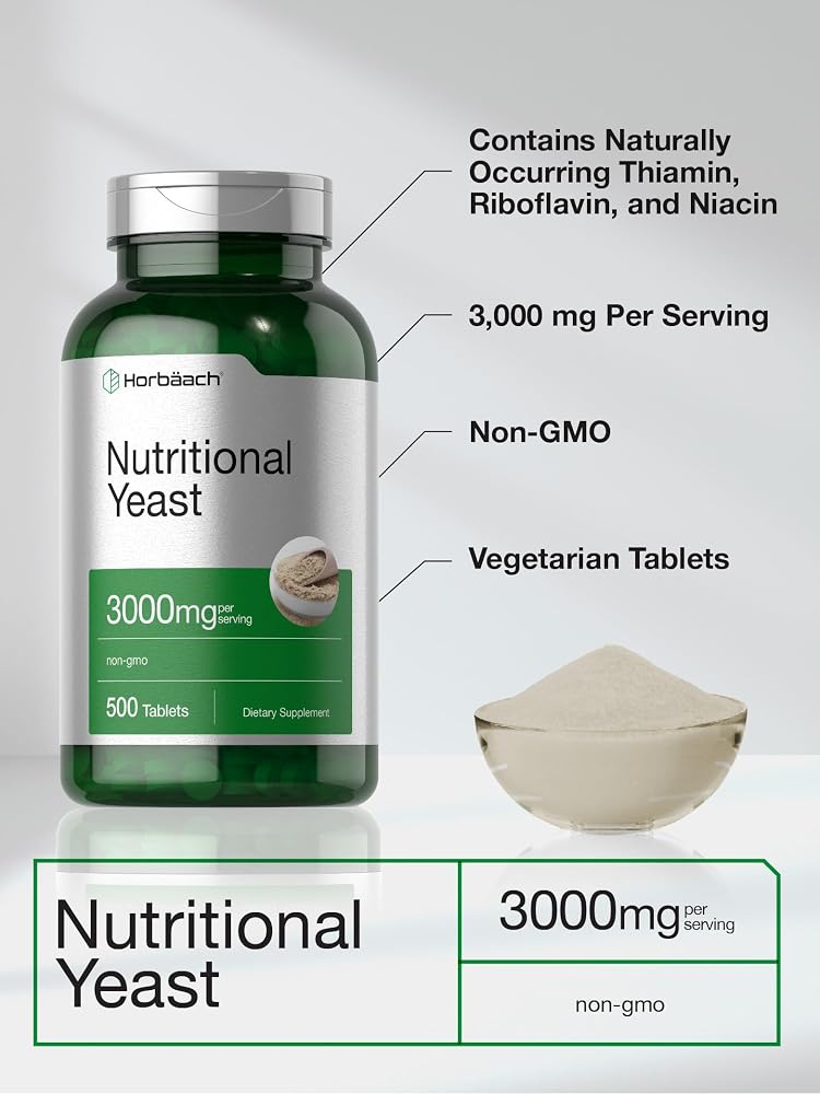 Horbäach Nutritional Yeast Tablets 3000mg - 500 Count - image 3