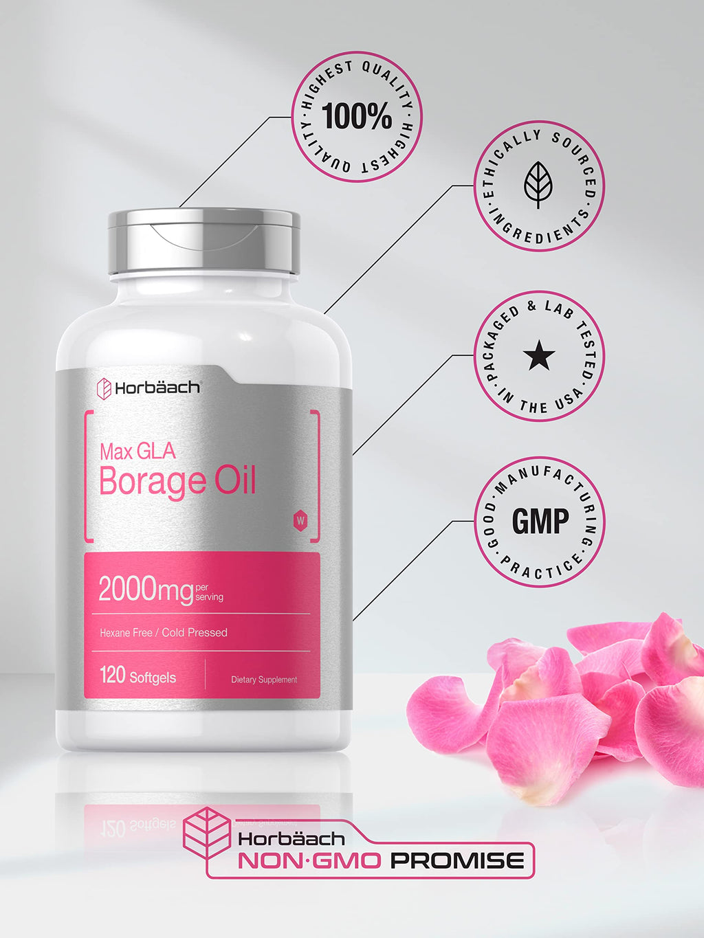 Horbäach Borage Oil 2000 mg GLA - 120 Softgels - image 5