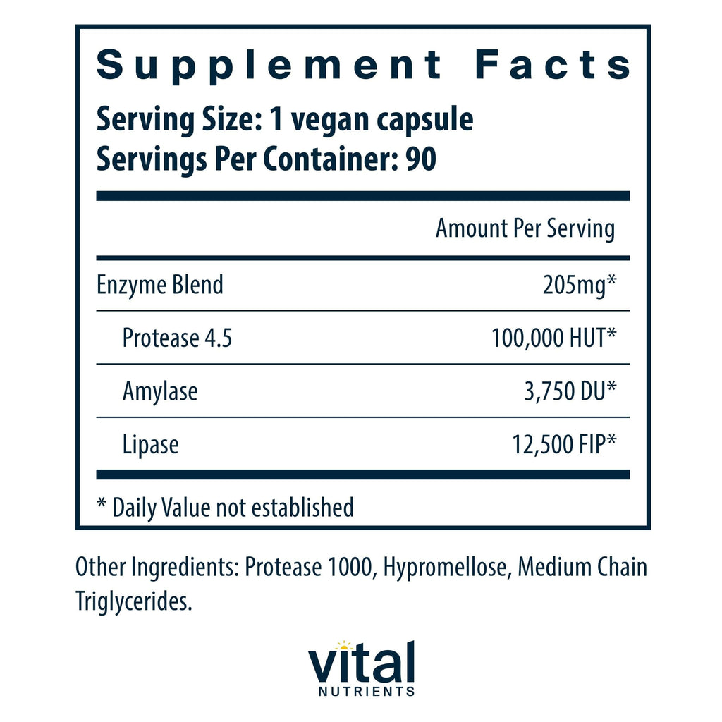 Vital Nutrients Vegan Pancreatic Enzymes - 90 Capsules - image 2