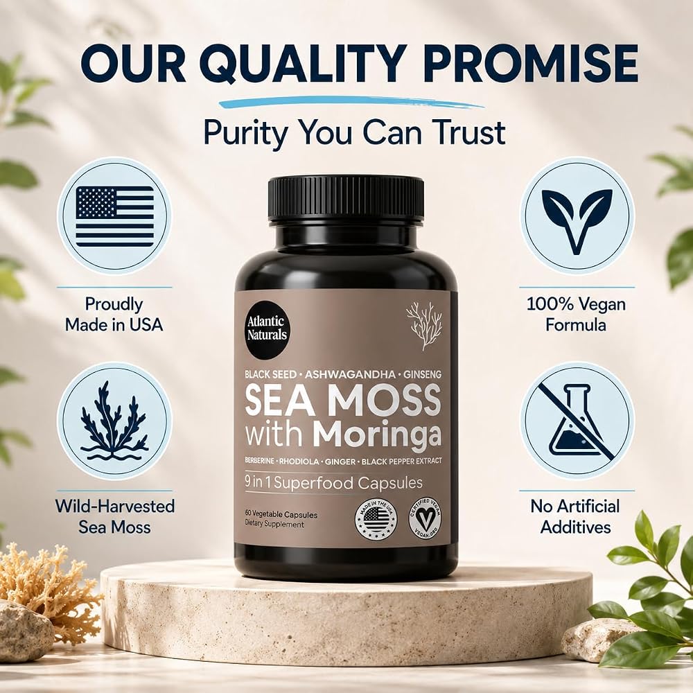 Atlantic Naturals Sea Moss Capsules with Ashwagandha & Ginger - 60 Softgels - image 7