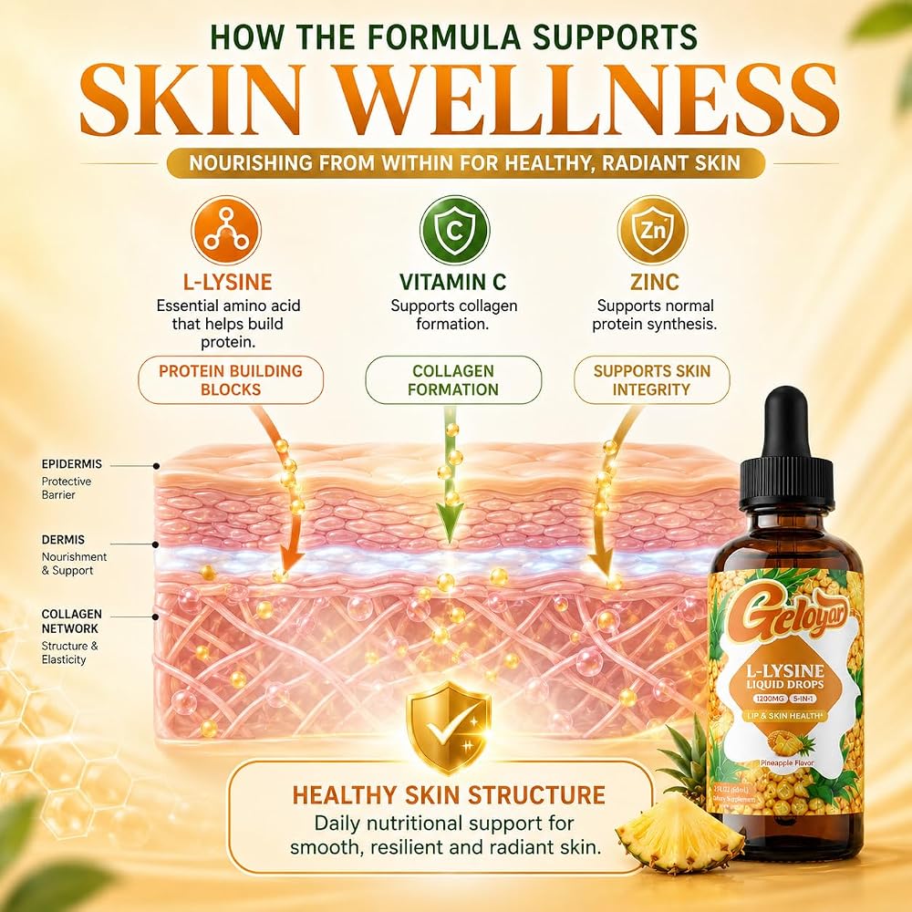 Geloyar L-Lysine Liquid Drops with Vitamin C, D3, Zinc & Bee Propolis - image 3