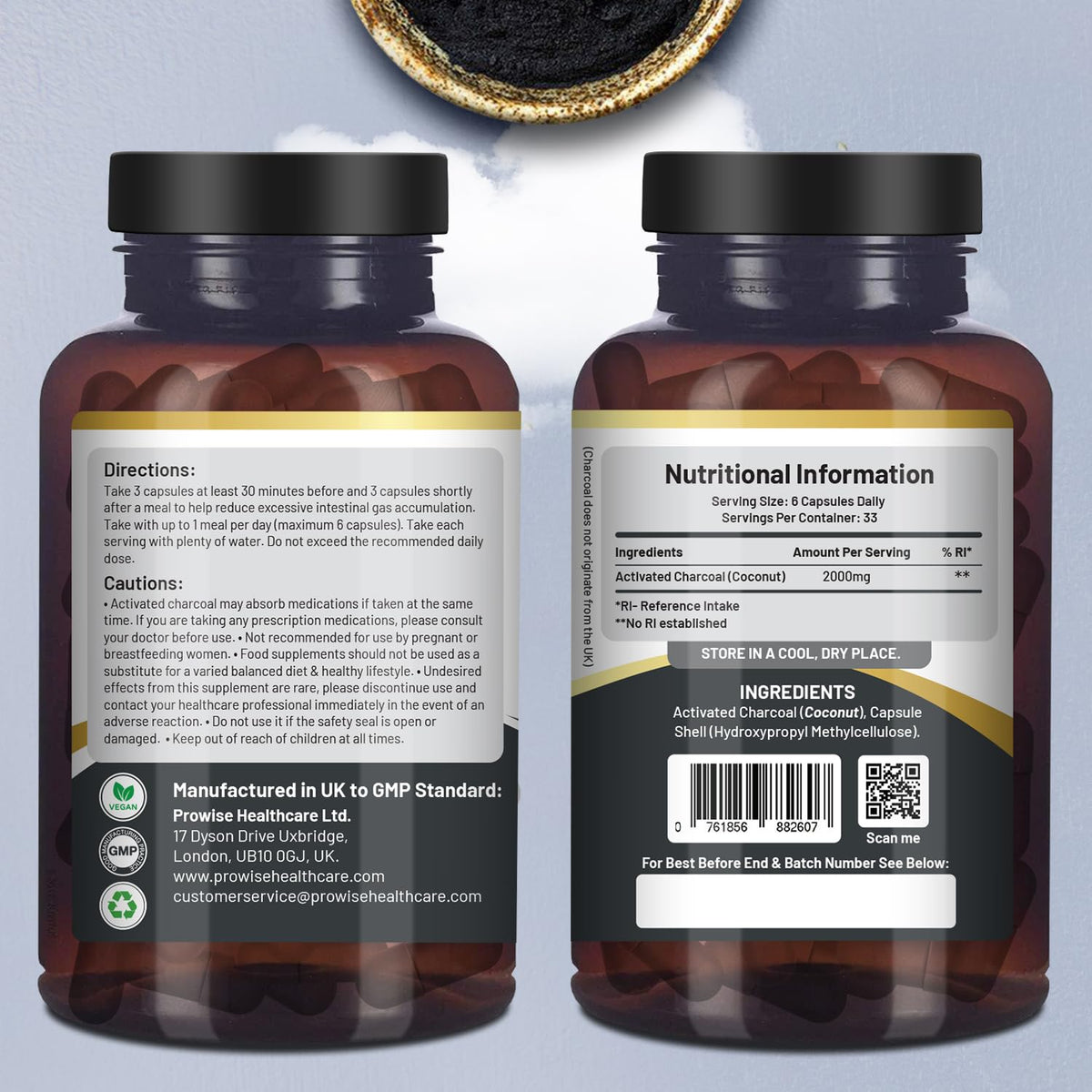 PH PROWISE Healthcare Activated Charcoal 2000mg - 200 Capsules - image 2