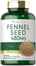 Carlyle Fennel Seed 480mg Herbal Supplement - 200 Capsules