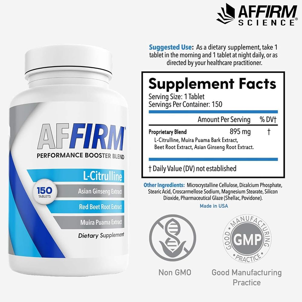 Affirm L-Citrulline 750mg Nitric Oxide Booster - 150 Tablets - image 5