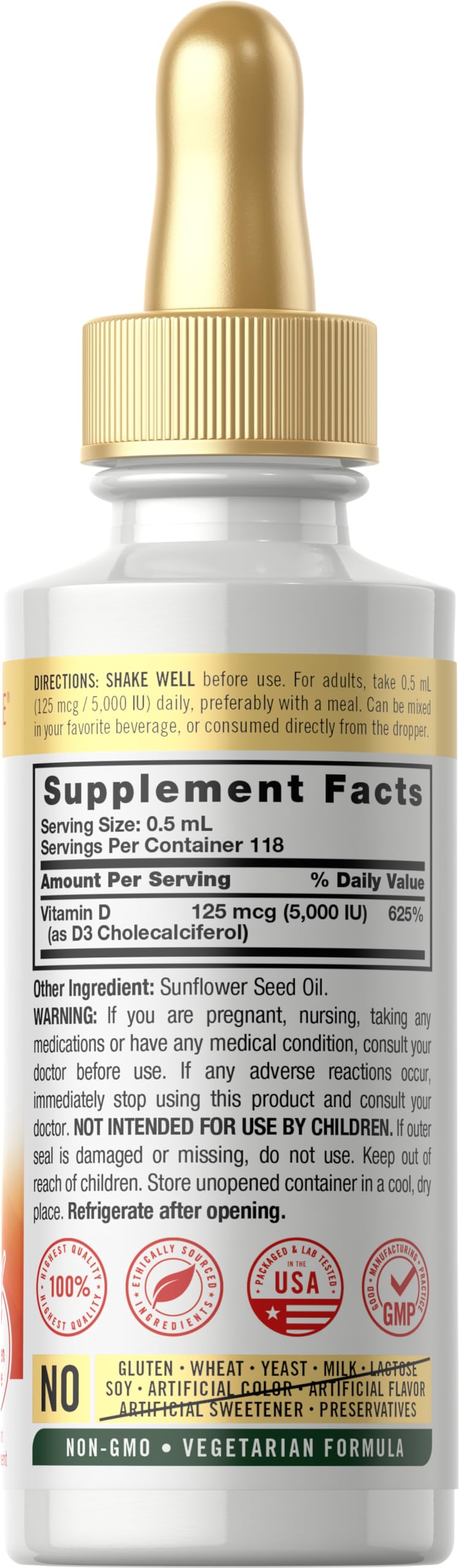 Carlyle Liquid Vitamin D3 5000 IU - 2 fl oz - image 2
