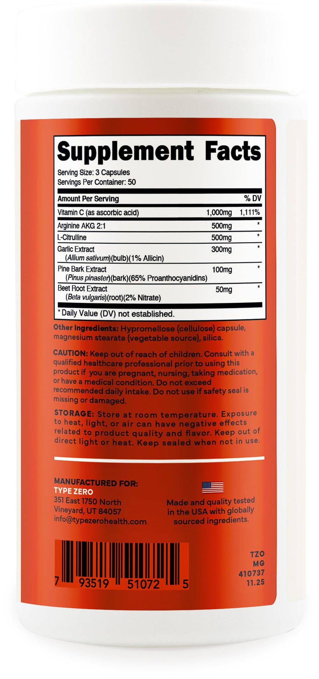 Type Zero Nitric Oxide 6X Booster - 150 Vegetarian Capsules - image 5