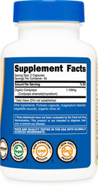 Nutricost Organic Cordyceps Mushroom Capsules 1100mg - Certified CCOF