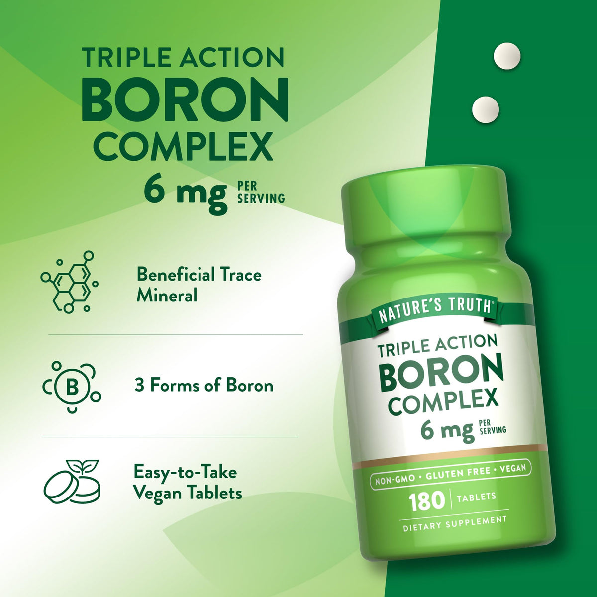 Nature's Truth Triple Action Boron Complex 6mg - 180 Tablets - image 5