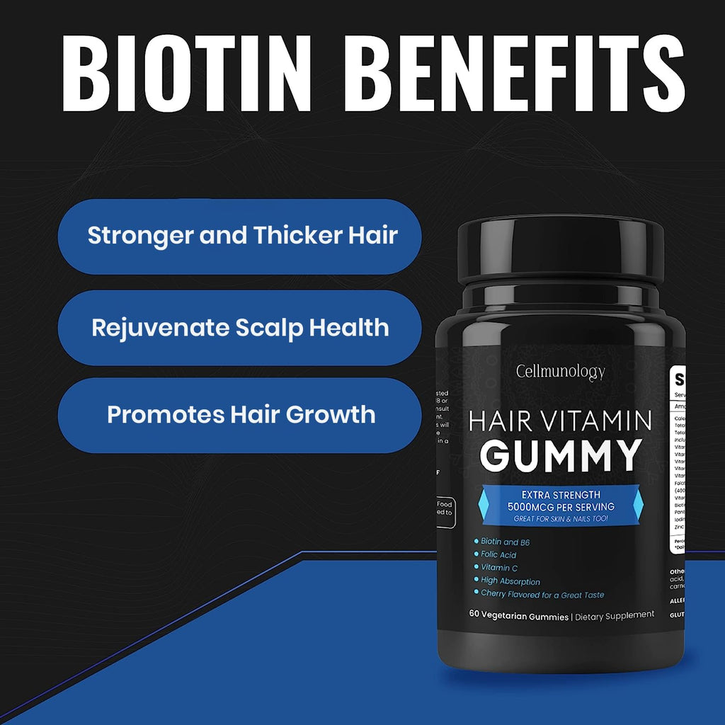 CELLMUNOLOGY Hair Vitamin Gummy with Biotin 5000 MCG - 60 Gummies - image 4