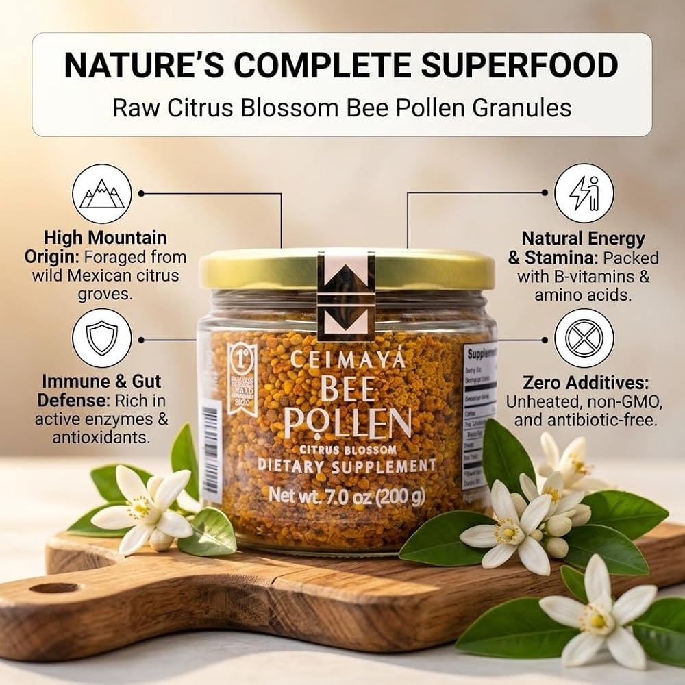 CEIMAYÁ Raw Bee Pollen Granules Natural Energy & Immunity - 7 oz - image 2
