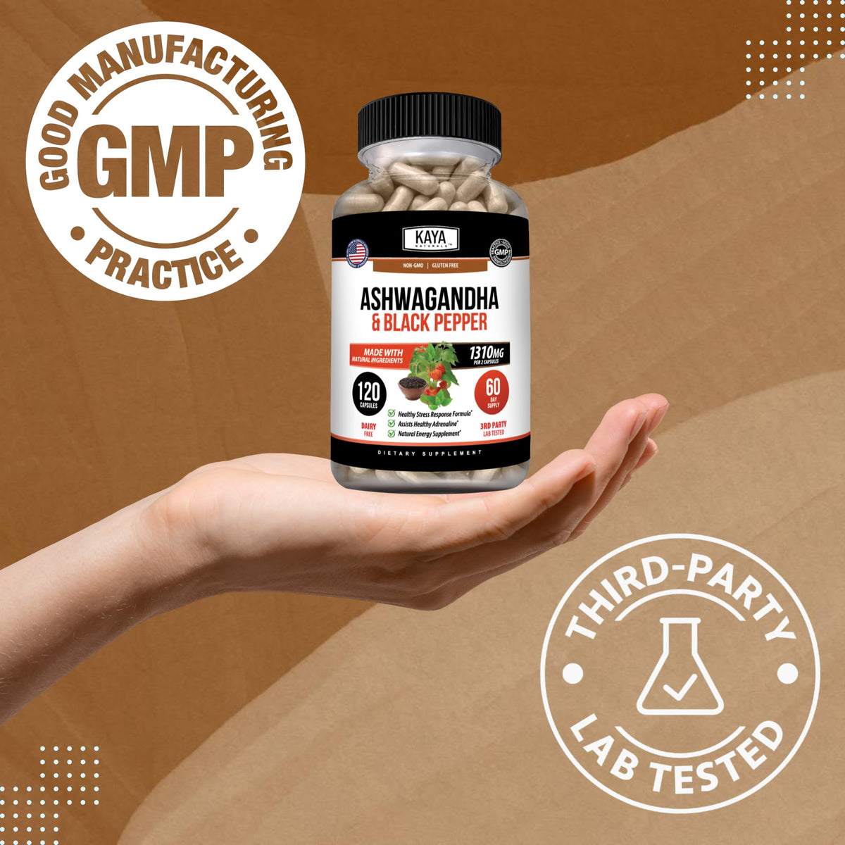 Kaya Naturals Root Powder Capsules - Pure Nature Ashwaganda