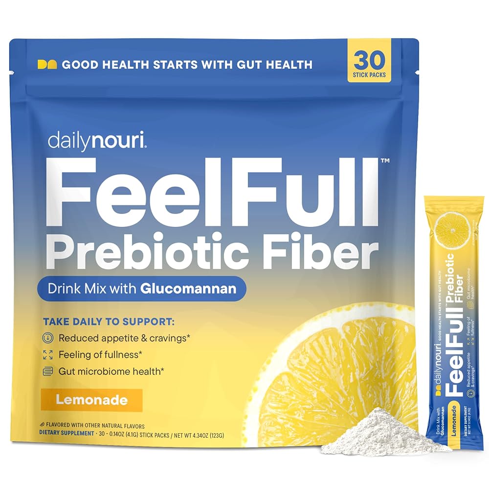 Daily Nouri FeelFull Prebiotic Fiber Drink Mix for Fullness - 30 Packs